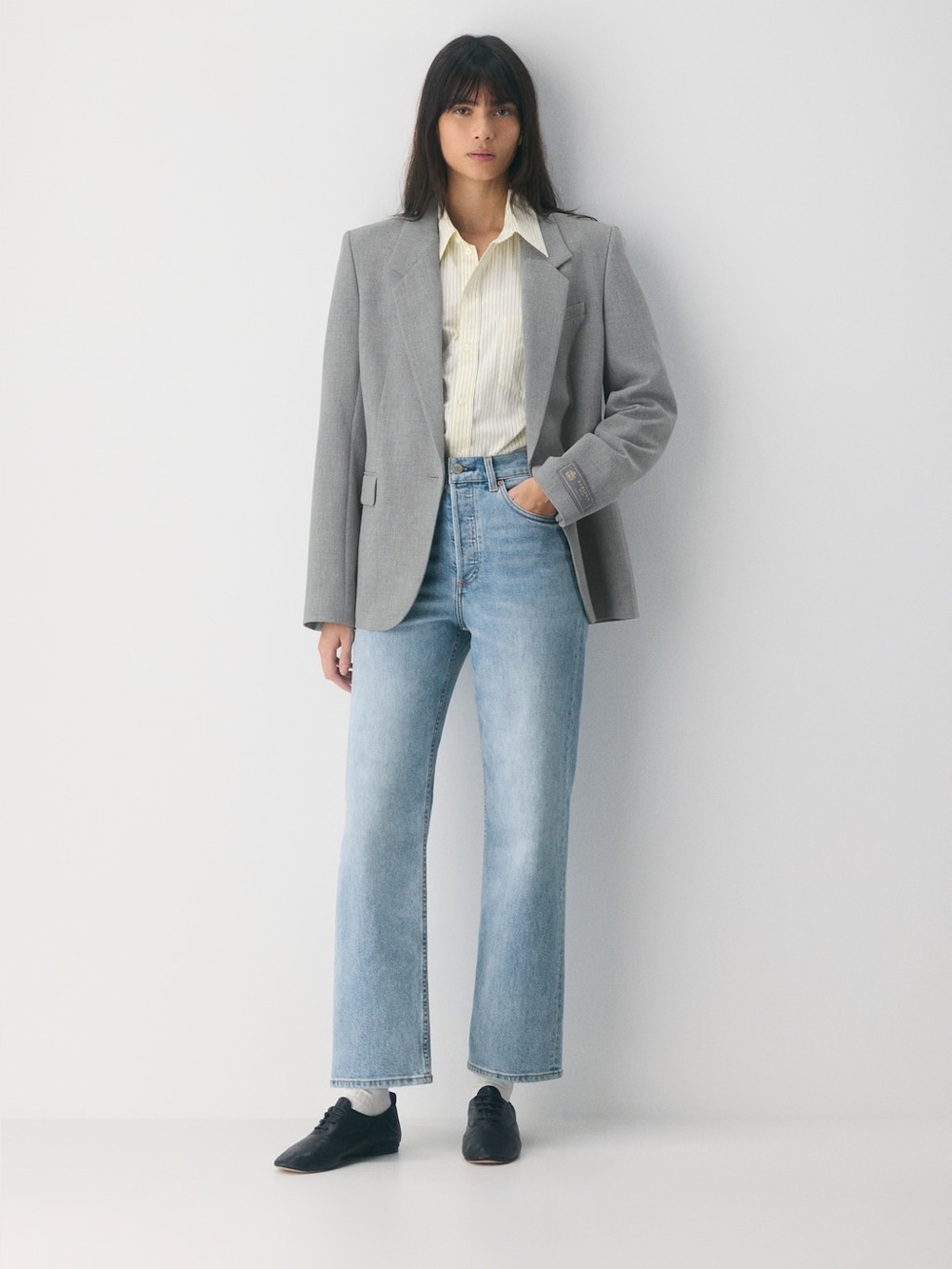 NWT Aritzia Denim Forum The Arlo Hi-Rise Straight Jeans 7 Yrs Bleu Taboo